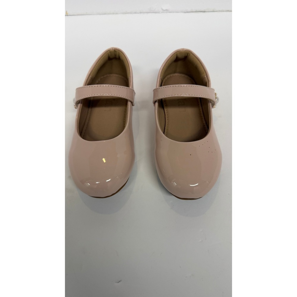 Toddler Girls Pink Patent Mary Jane Flats Pearl Button Strap Shoes Size 9M